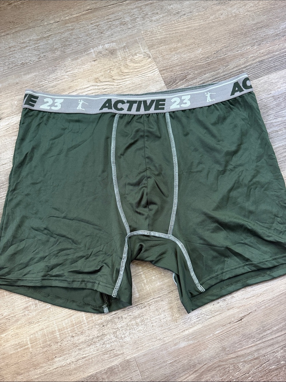 Active 23 | Men's Olive Performance Boxer Briefs with Gray Waistband
